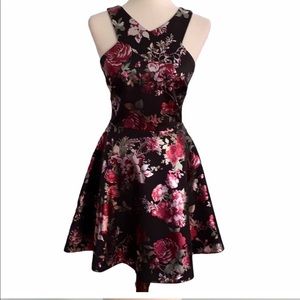 Aqua floral metallic dress